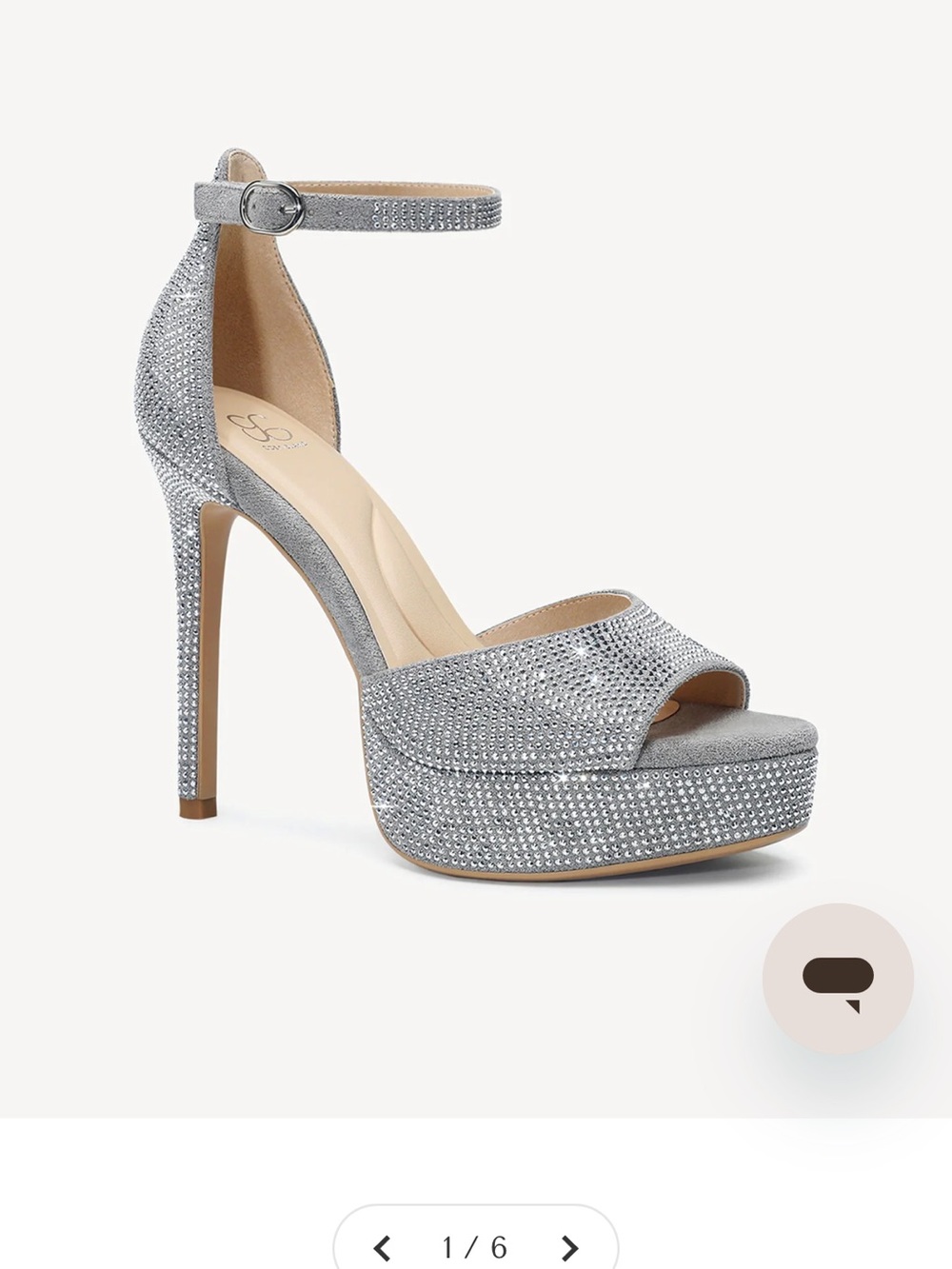 Silver Crystal-Embellished Platform Ankle-Strap Heels